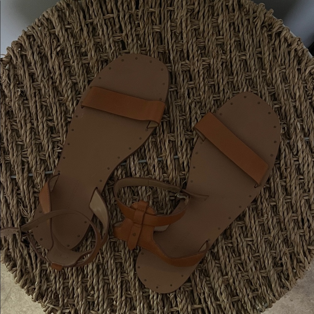 Banana Republic Cognac Leather Ankle-Strap Sandals Size 7